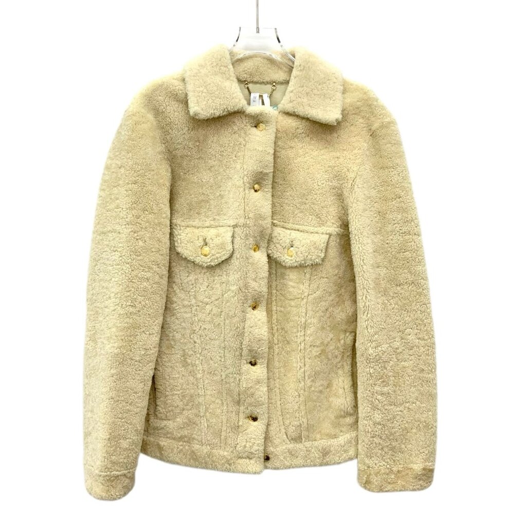 Chloe Yellow Lambskin Collar Single-Breasted Long-Sleeve Leather-Fur Combination